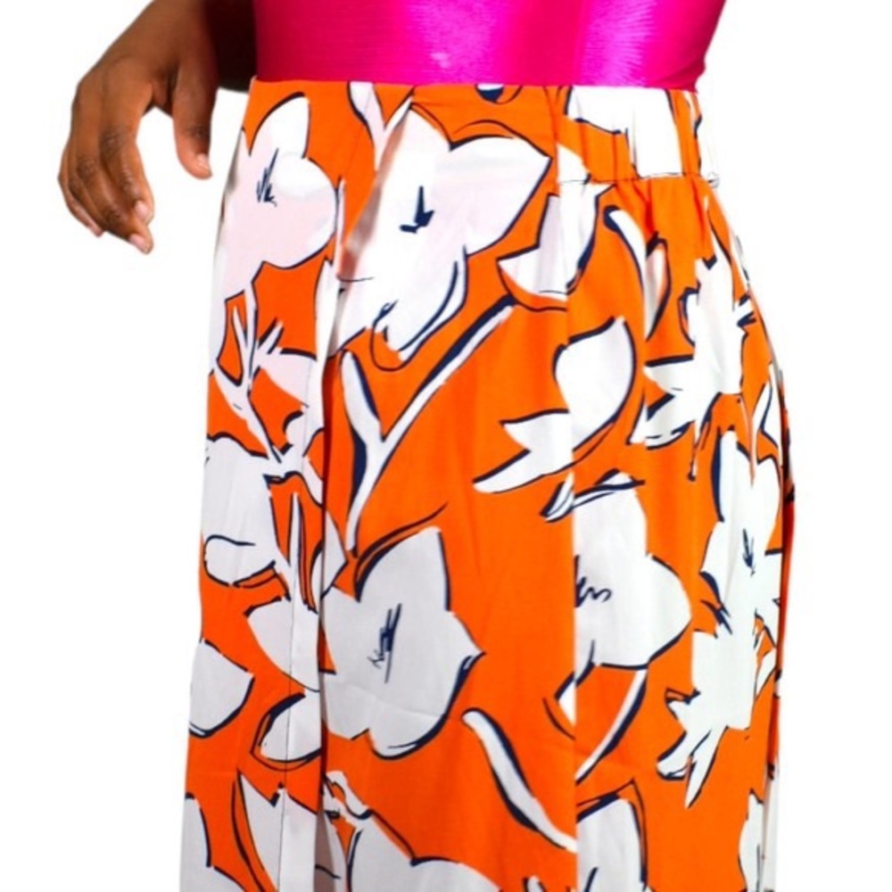 ZARA Trafaluc Orange/White Floral Print Wrap Skort Pants size Medium EUC - Picture 5 of 12